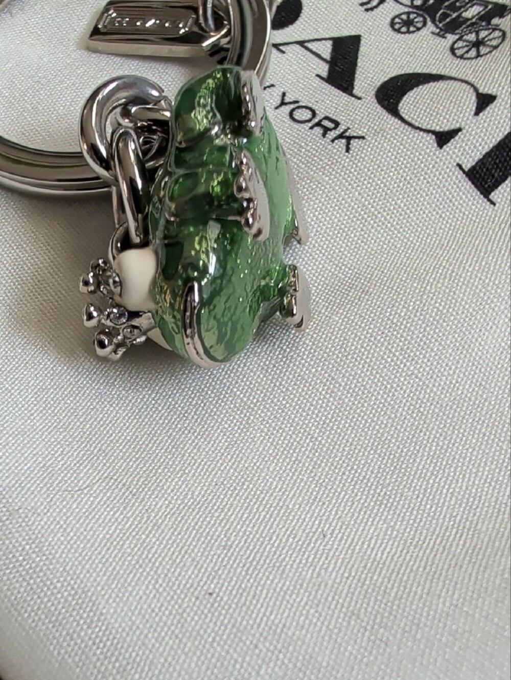 Coach Frog Prince Enameled Keychain With Swarovski Crystals (92448) EUC - Picture 7 of 7